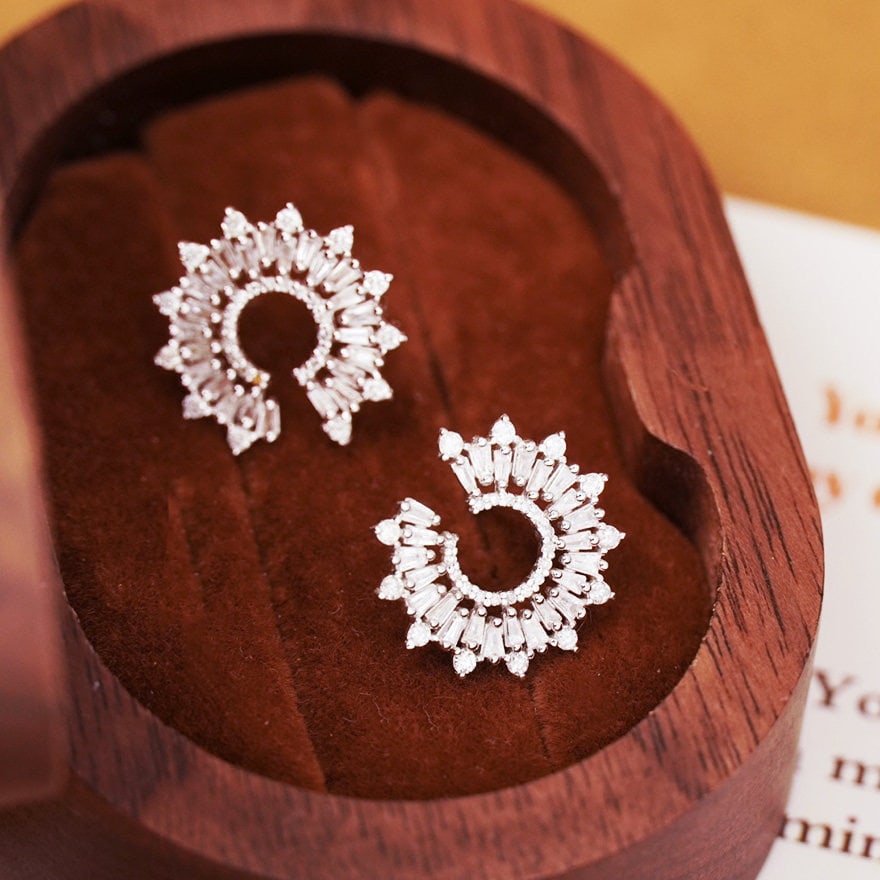 14k Gold 0.9 Ct Natural H Diamond Earrings - 4