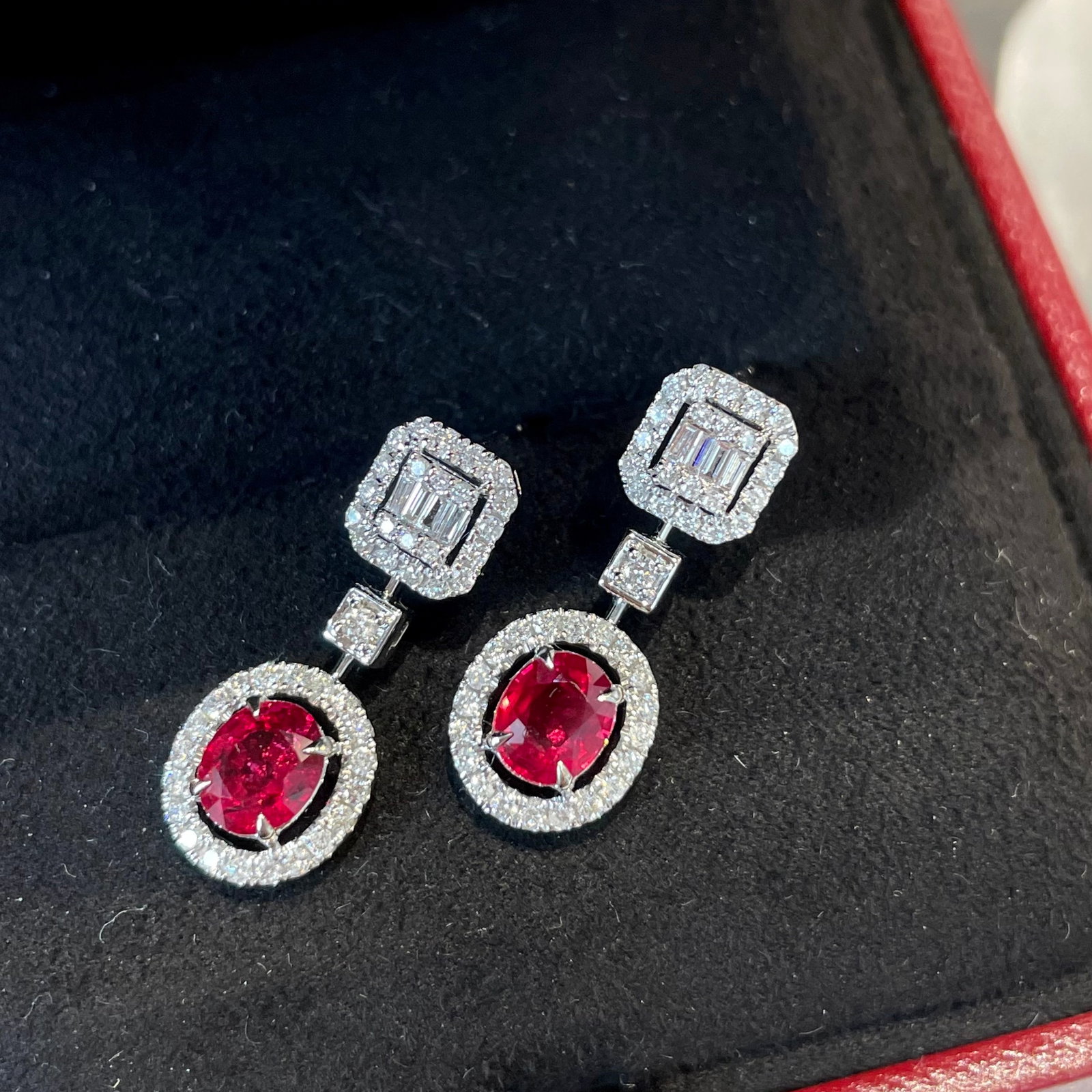 14k Gold 1.36 Ct Natural Ruby & Diamond Earrings - 3