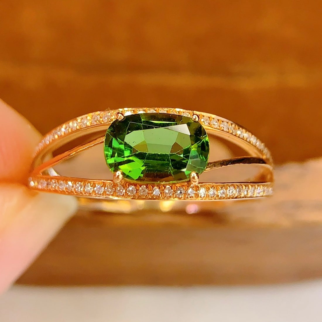 14k Gold 1.12 Ct Natural Tourmaline & Diamond Ring - 2