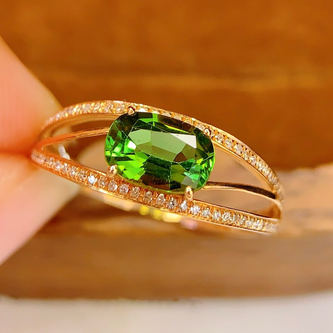 14k Gold 1.12 Ct Natural Tourmaline & Diamond Ring - 3