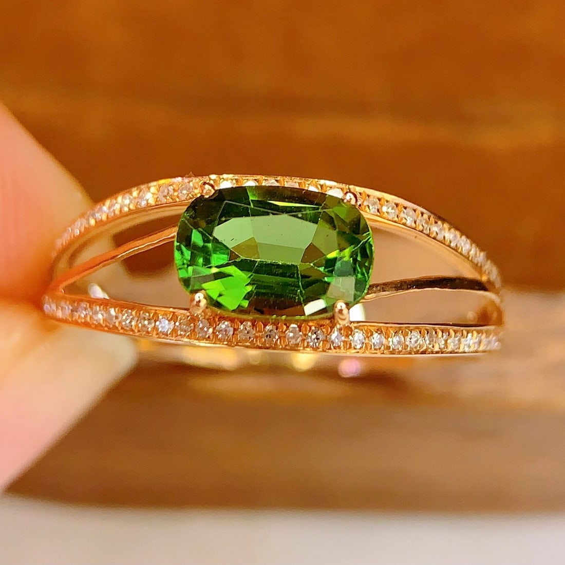 14k Gold 1.12 Ct Natural Tourmaline & Diamond Ring - 4