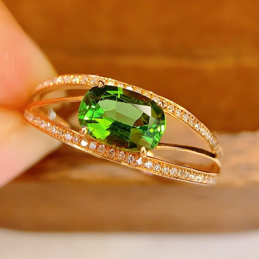 14k Gold 1.12 Ct Natural Tourmaline & Diamond Ring - 5