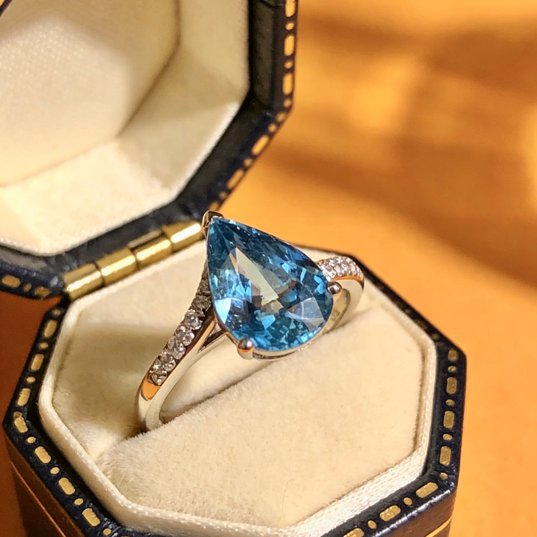 14k Gold 2.77 Ct Natural Aquamarine & Diamond Ring - 5