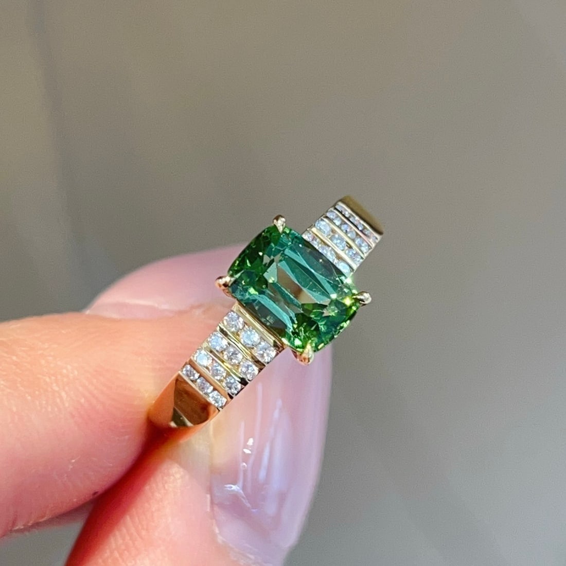 14k Gold 1.74 Ctw Natural Tourmaline & Diamond Ring - 3