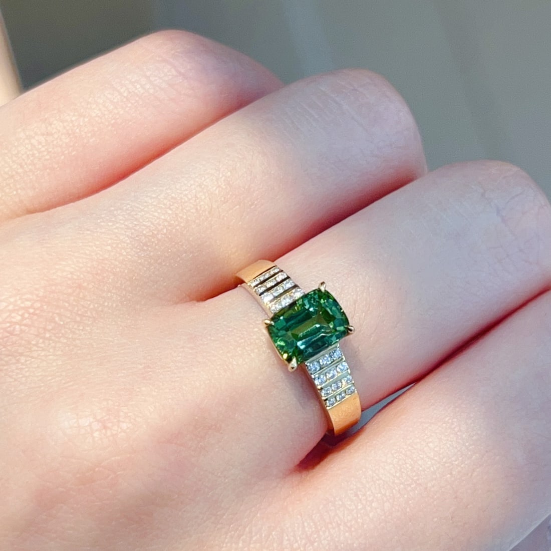 14k Gold 1.74 Ctw Natural Tourmaline & Diamond Ring - 4