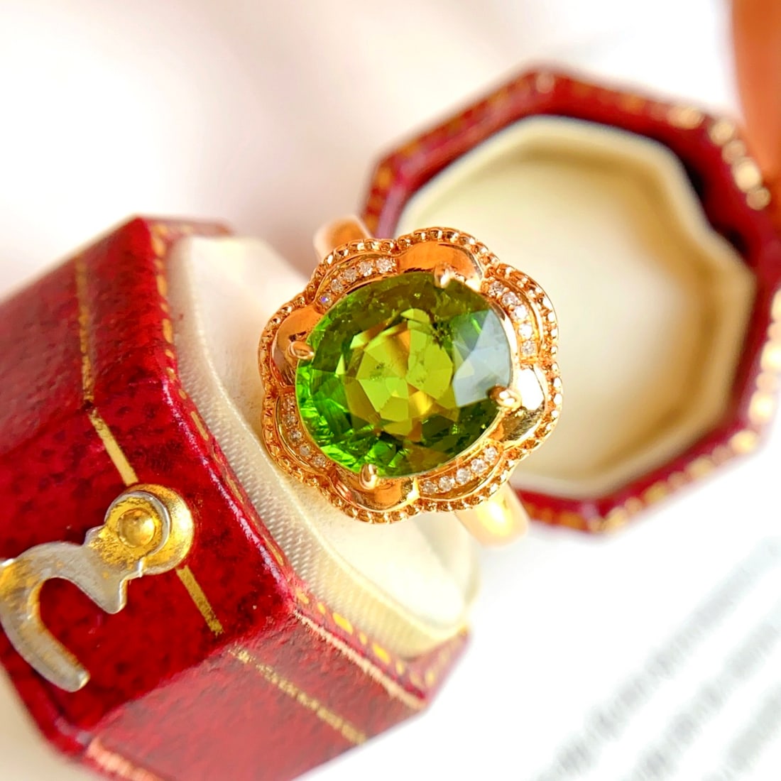 14k Gold 3.45 Ct Natural Tourmaline & Diamond Ring - 5