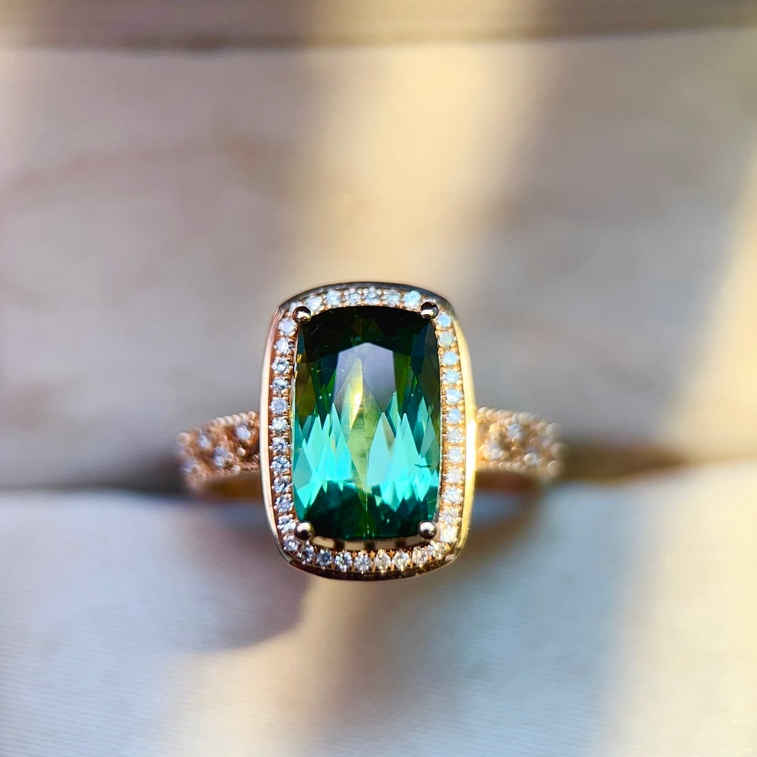 14k Gold 3.07 Ctw Natural Tourmaline & Diamond Ring - 2