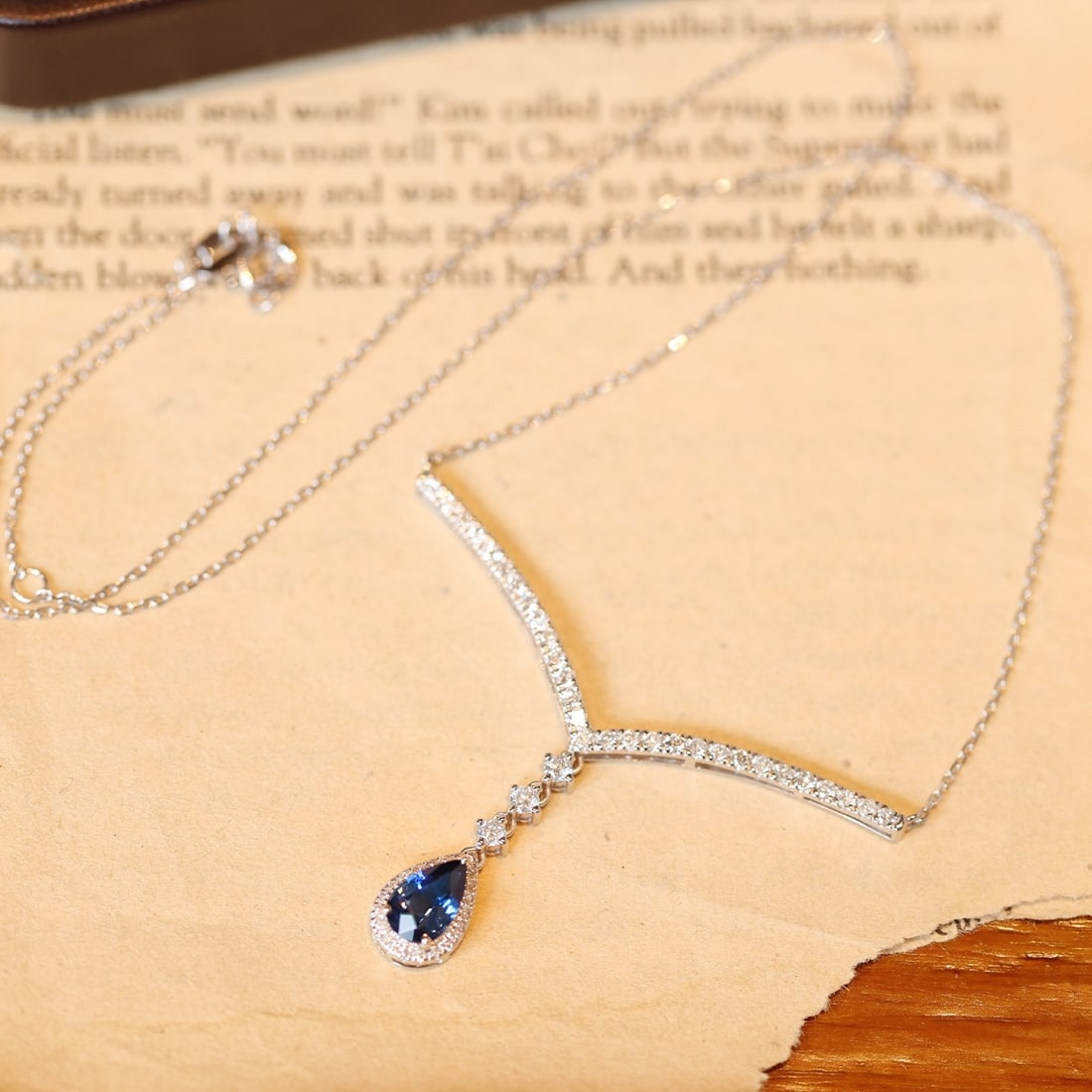14k Gold 1.84 Ctw Natural Sapphire & Diamond Necklace - 3