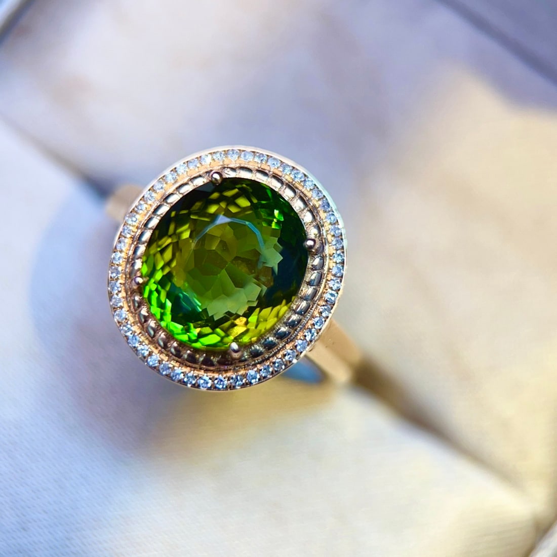 14k Gold 5.05 Ctw Natural Tourmaline & Diamond Ring - 3