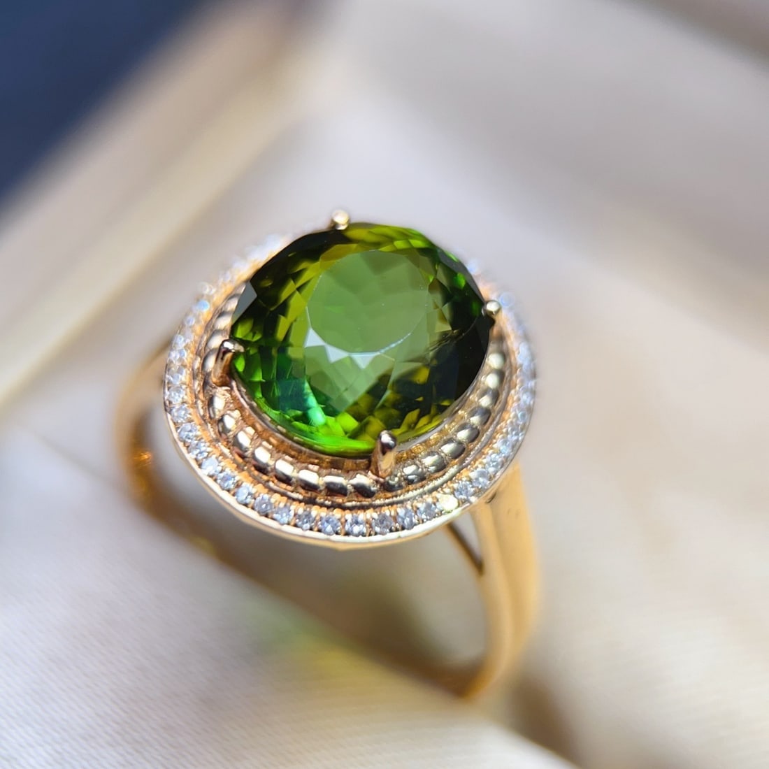 14k Gold 5.05 Ctw Natural Tourmaline & Diamond Ring - 4