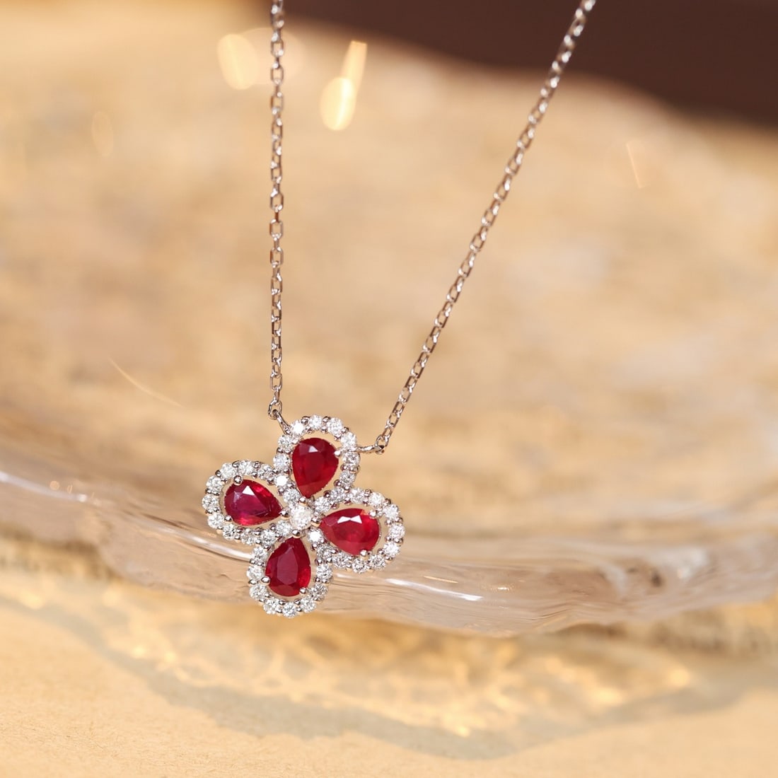 14k Gold 1.30 Ctw Natural Ruby & Diamond Necklace - 3