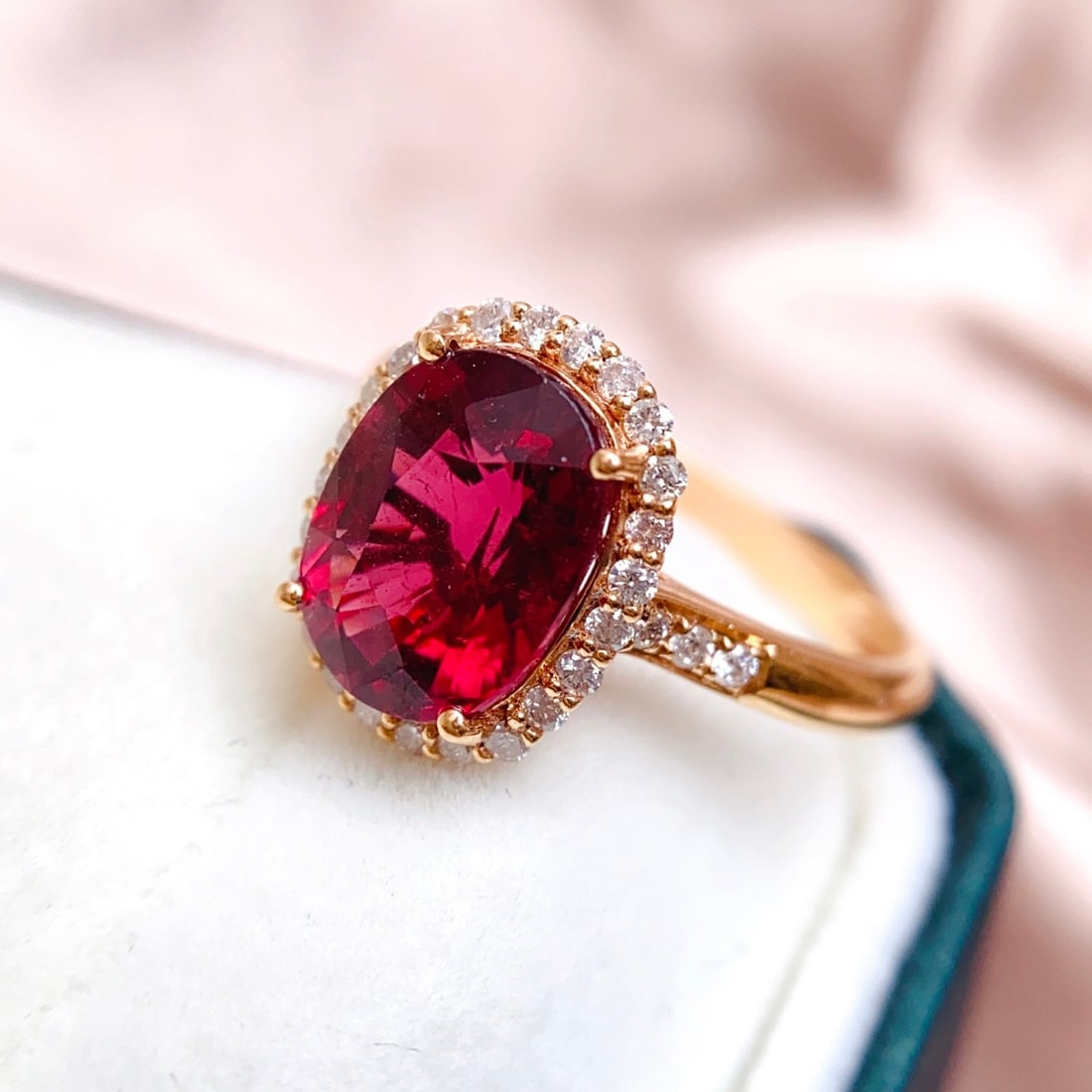 14k Gold 3.25 Ct Natural Tourmaline & Diamond Ring - 2