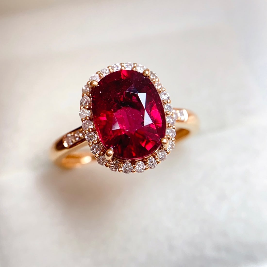 14k Gold 3.25 Ct Natural Tourmaline & Diamond Ring - 4