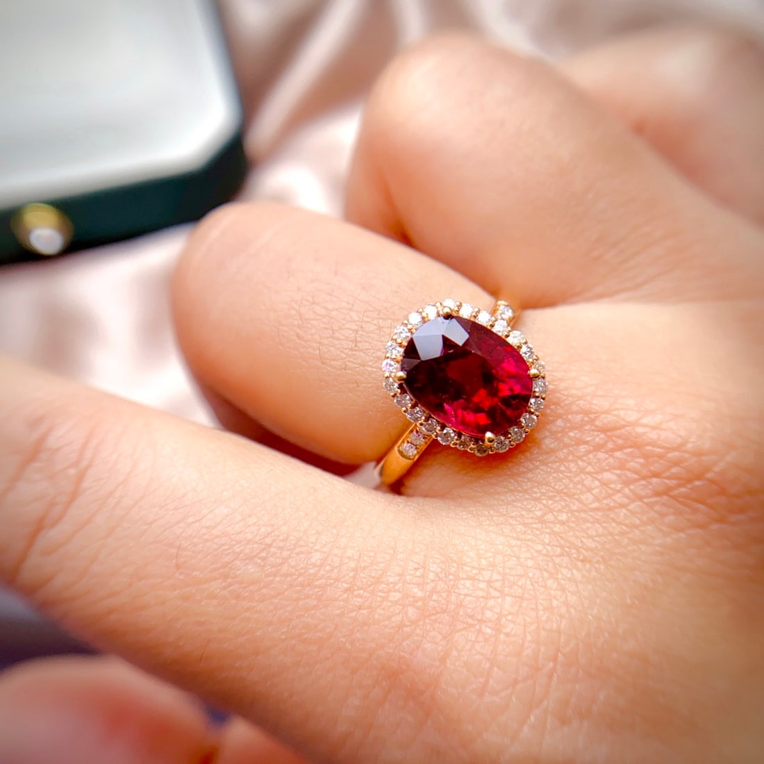 14k Gold 3.25 Ct Natural Tourmaline & Diamond Ring - 5