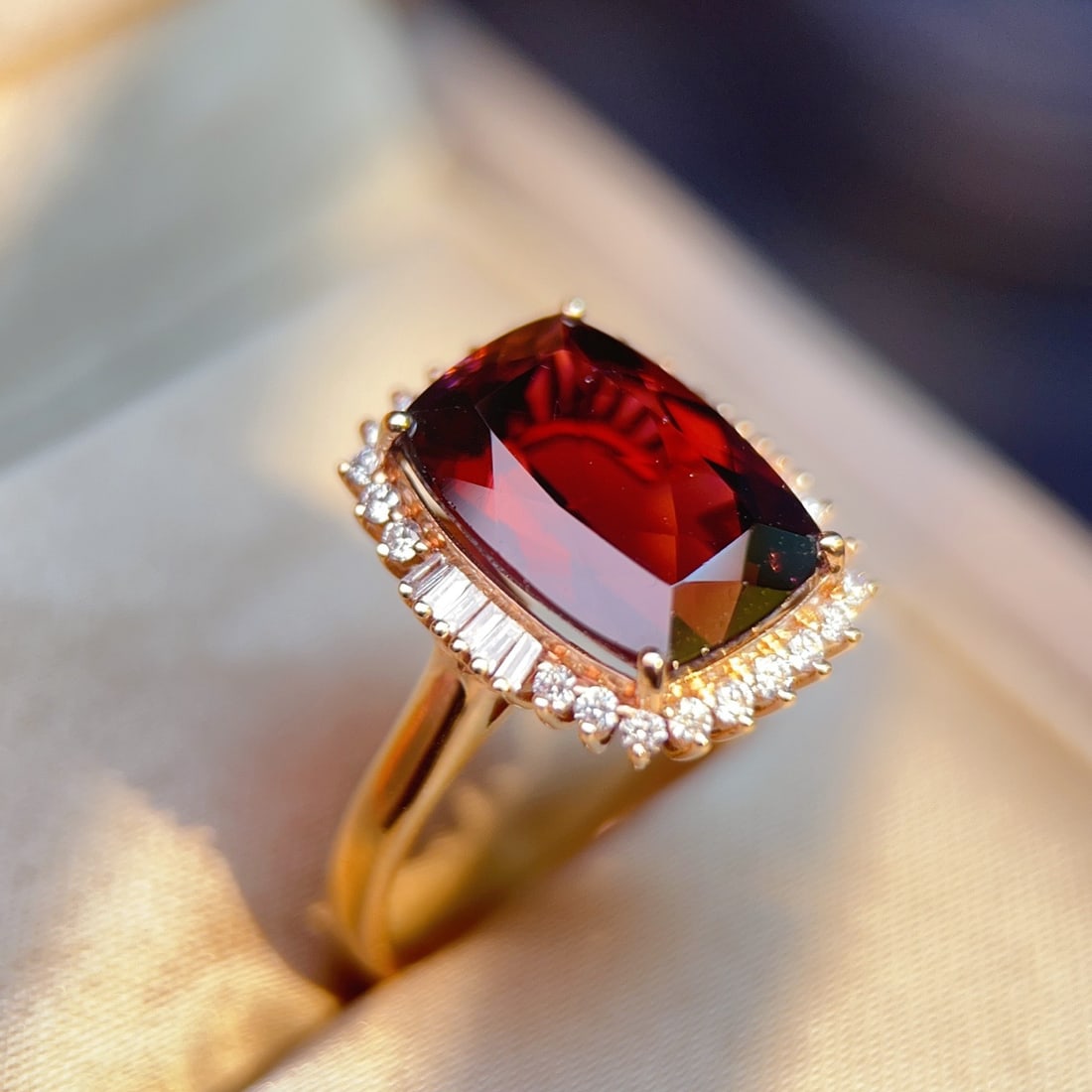 14k Gold 5.55 Ct Natural Tourmaline & Diamond Ring - 5