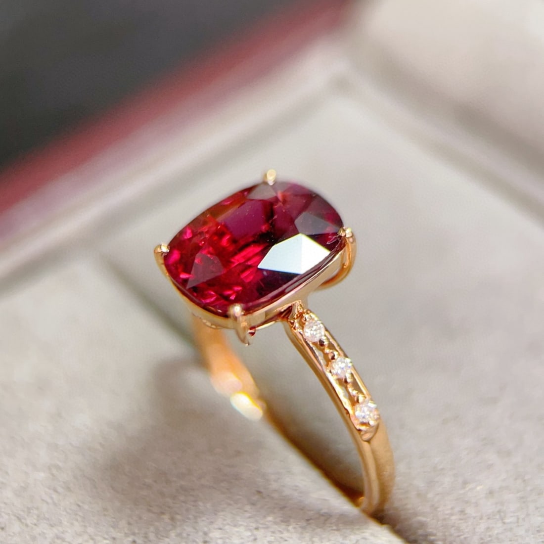 14k Gold 3.61 Ctw Natural Tourmaline & Diamond Ring - 5