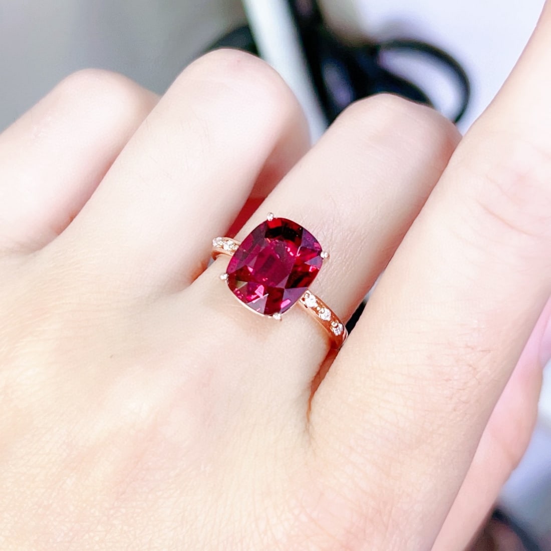 14k Gold 3.61 Ctw Natural Tourmaline & Diamond Ring - 6