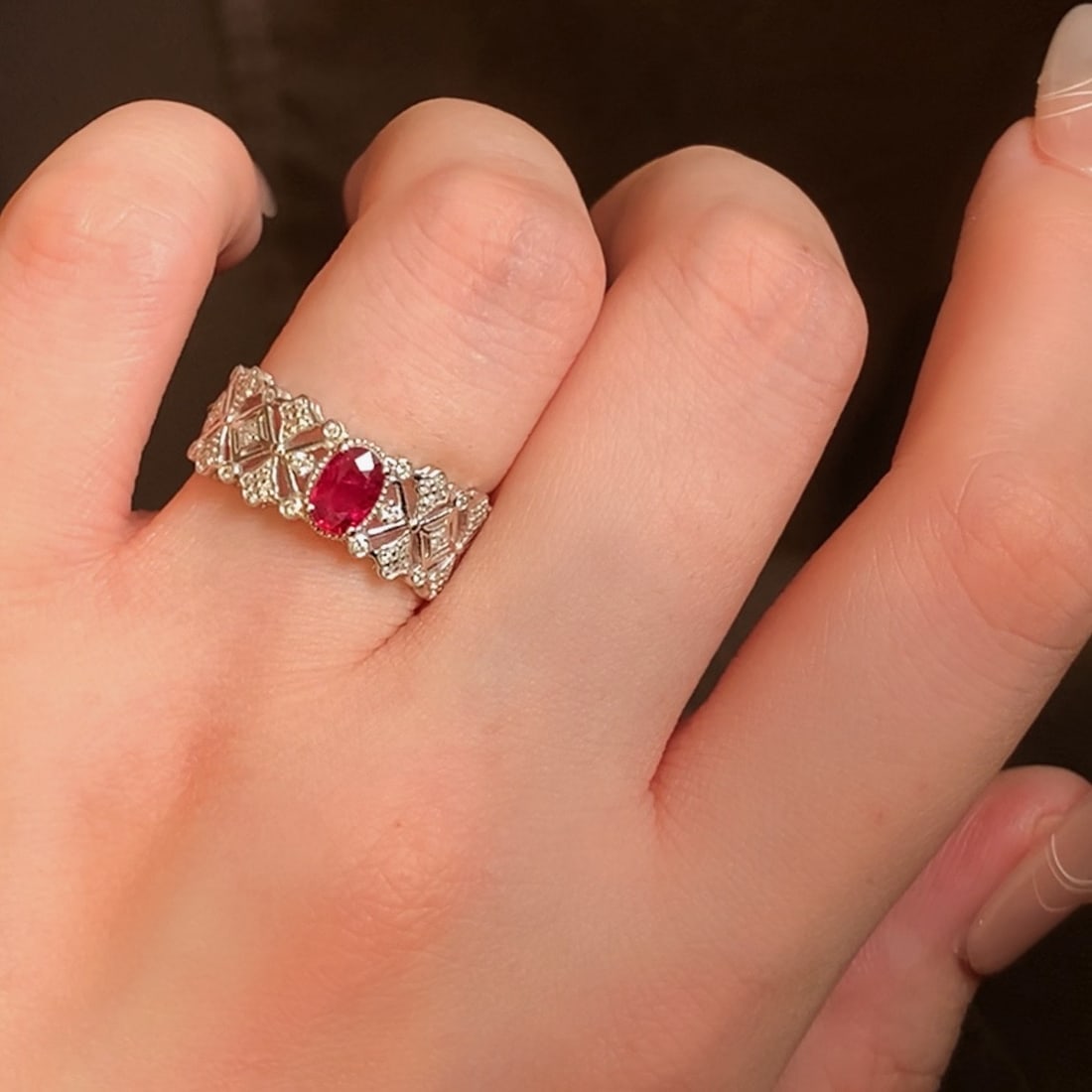 14k Gold 0.72 Ctw Natural Ruby & Diamond Ring - 5