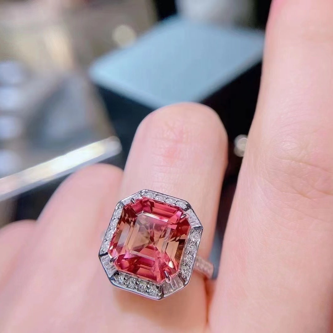 14k Gold 8.56 Ct Natural Tourmaline & Diamond Ring - 5