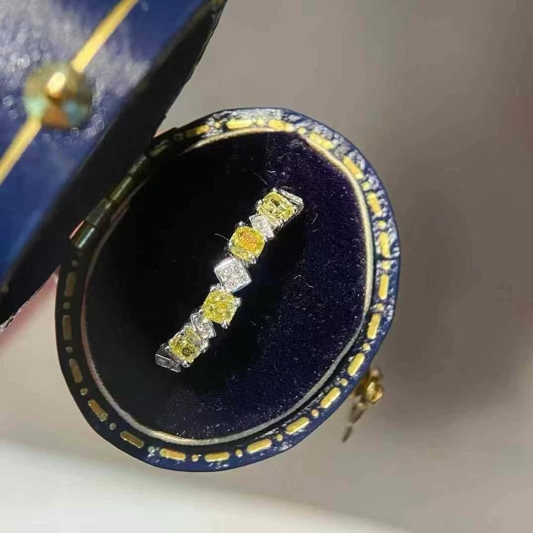 14k Gold 0.5 Ct Natural Color Diamond Ring: Ref:230949076 // gold content:14k gold // ring size:7. 25us // // main gemstone:diamond // shape:cushion // carat weight:0. 5ct // clarity grade:vs-si // color:color // treatment:natural //