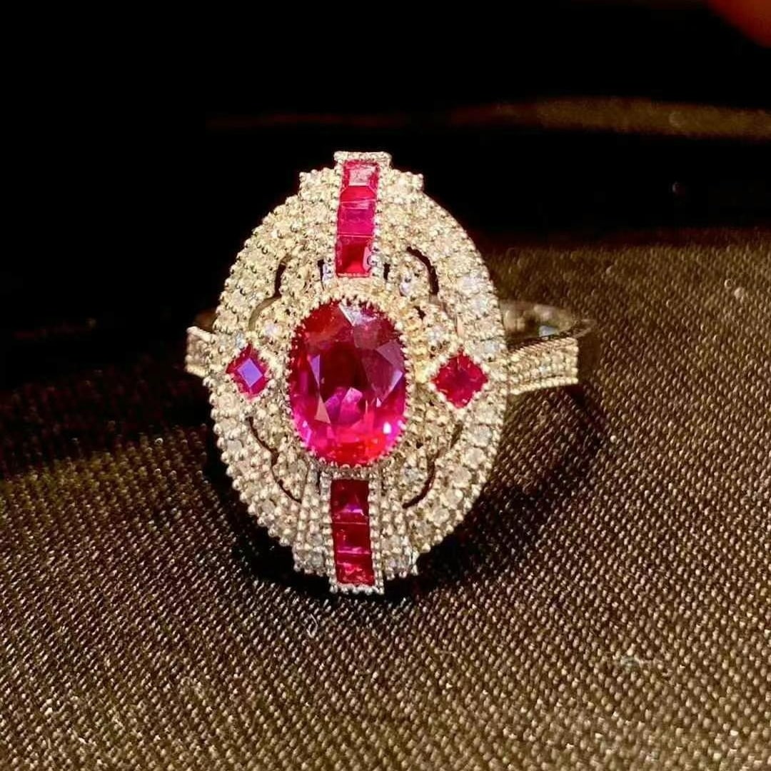 14k Gold 1.4 Ct Natural Ruby & Diamond Ring - 2