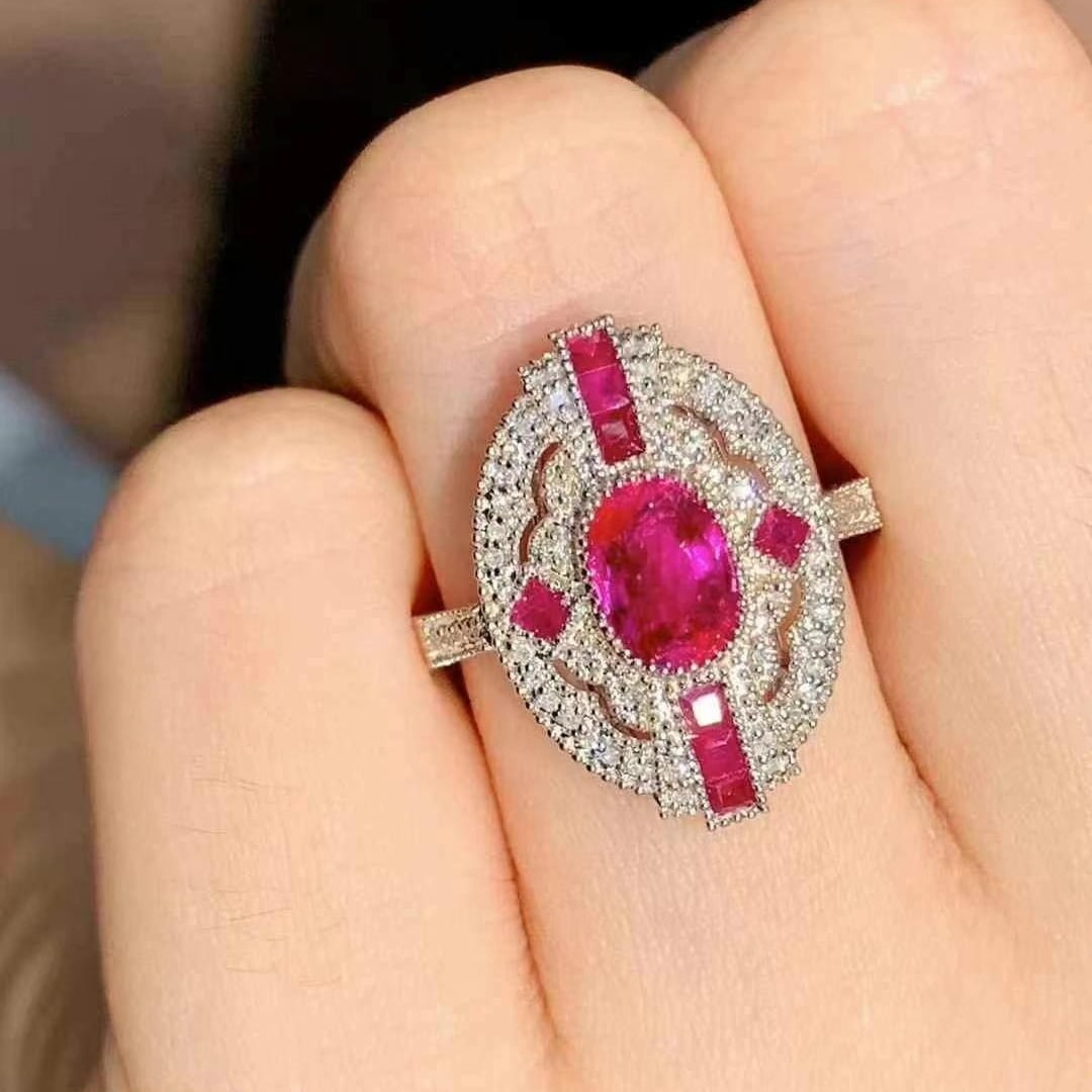 14k Gold 1.4 Ct Natural Ruby & Diamond Ring - 4