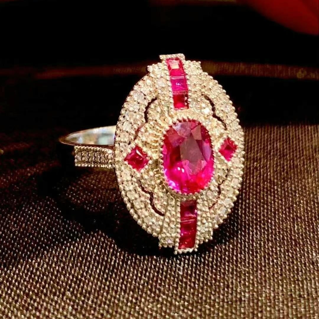 14k Gold 1.4 Ct Natural Ruby & Diamond Ring - 6