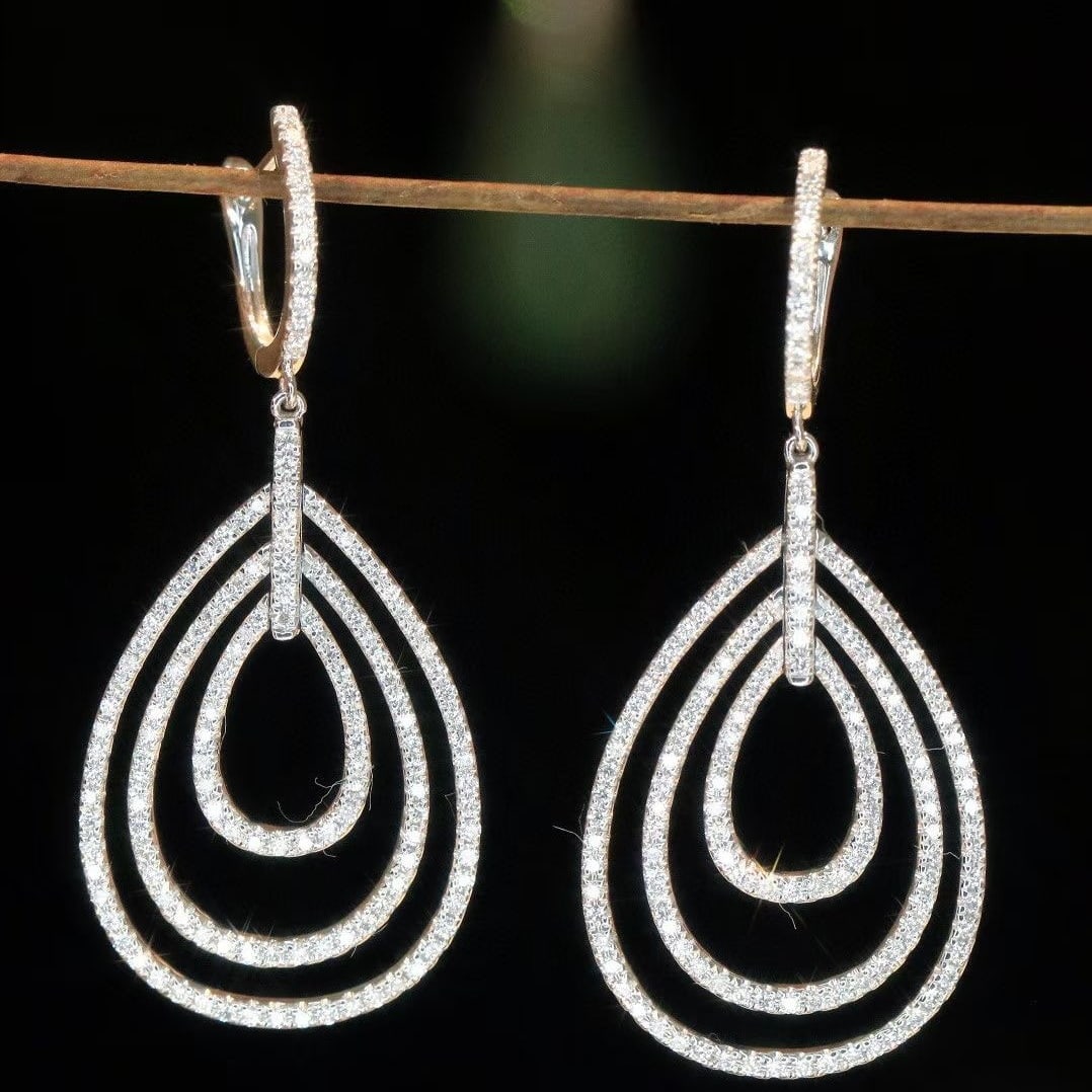 14k Gold 1.1 Ct Natural H Diamond Earrings: Ref:230949122 // gold content:14k gold // main gemstone:diamond // shape:round // carat weight:1. 1ct // clarity grade:vs-si // color:h // treatment:natural // cut grade:g // Condition: NewLow