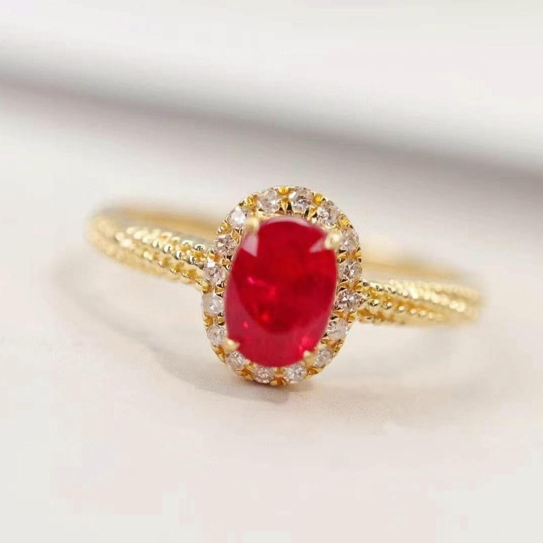 14k Gold 0.88 Ctw Natural Ruby & Diamond Ring - 3