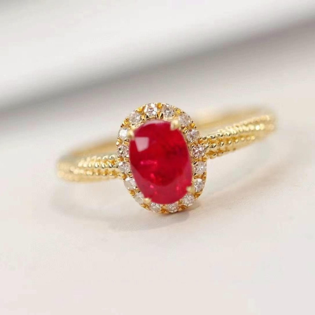 14k Gold 0.88 Ctw Natural Ruby & Diamond Ring - 4
