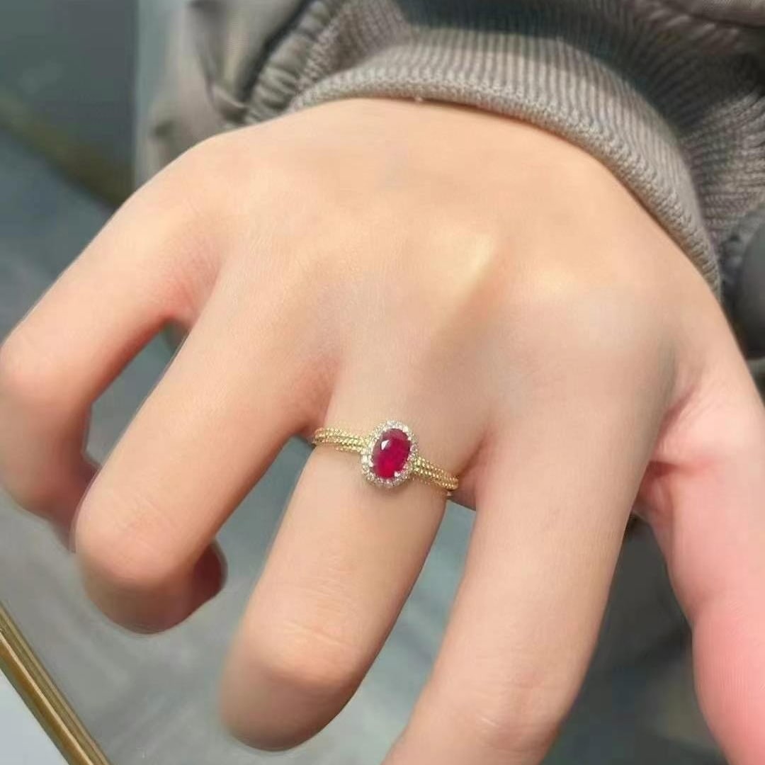 14k Gold 0.88 Ctw Natural Ruby & Diamond Ring - 5