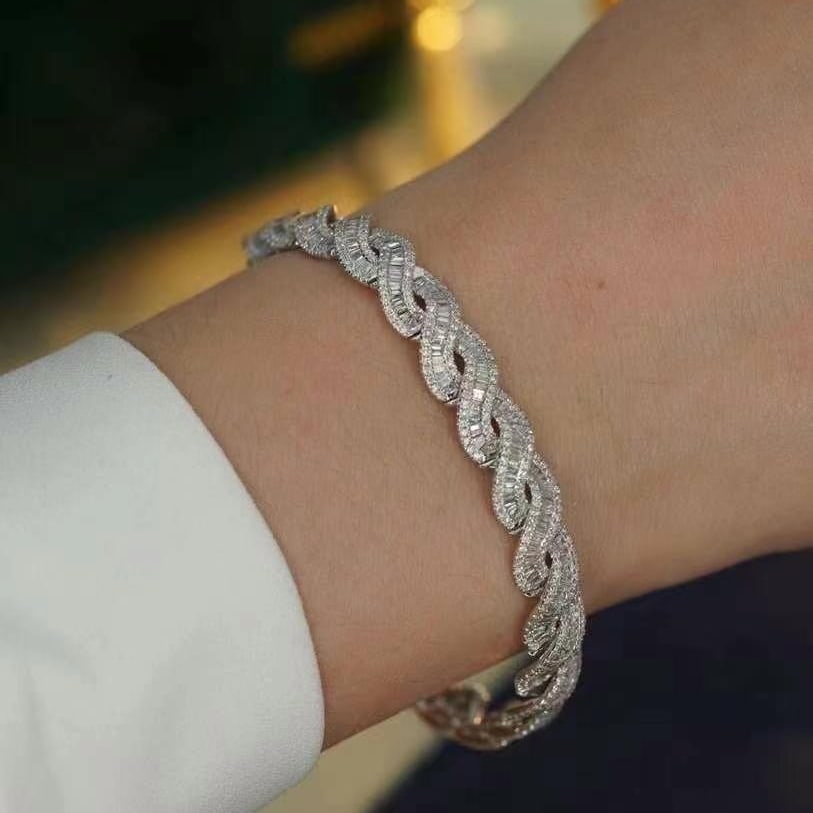 14k Gold 4.18 Ct Natural H Diamond Bracelet - 4