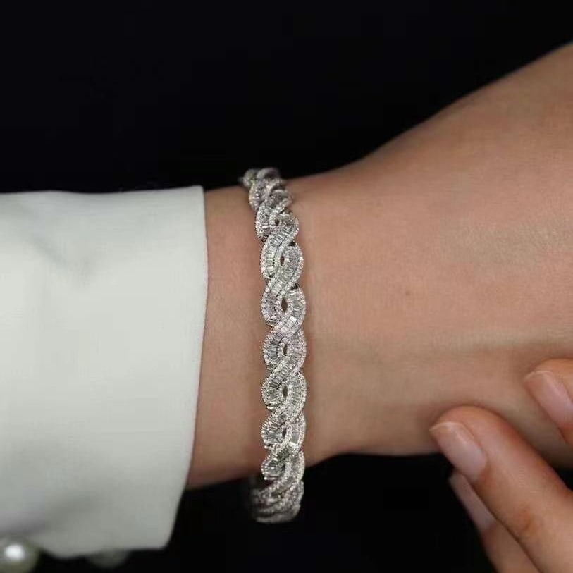 14k Gold 4.18 Ct Natural H Diamond Bracelet - 6