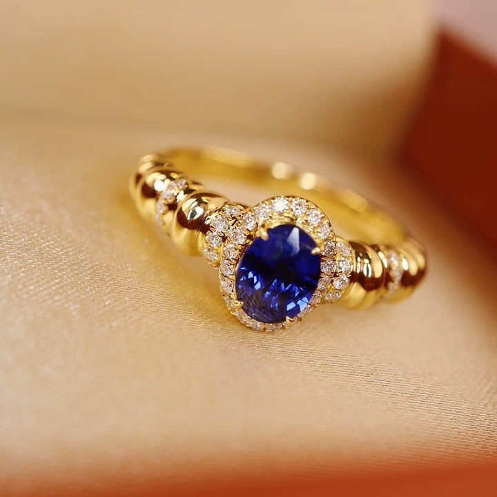 14k Gold 0.73 Ctw Natural Sapphire & Diamond Ring - 2