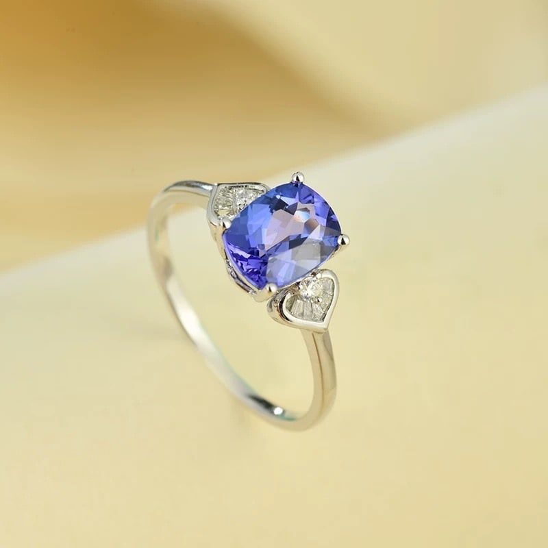 14k Gold 1.62 Ct Natural Tanzanite & Diamond Ring - 2