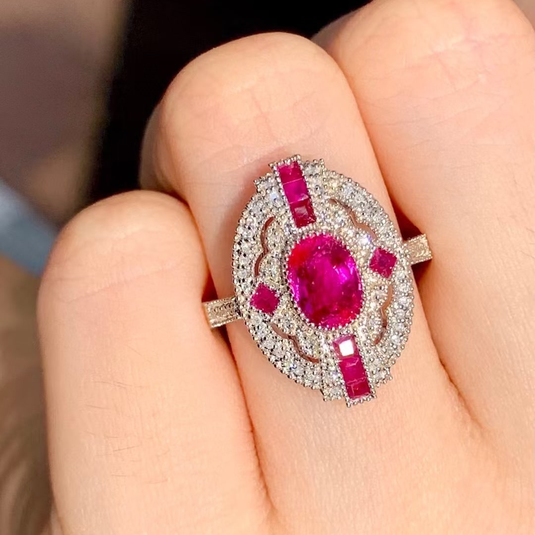 14k Gold 1.4 Ct Natural Ruby & Diamond Ring - 3