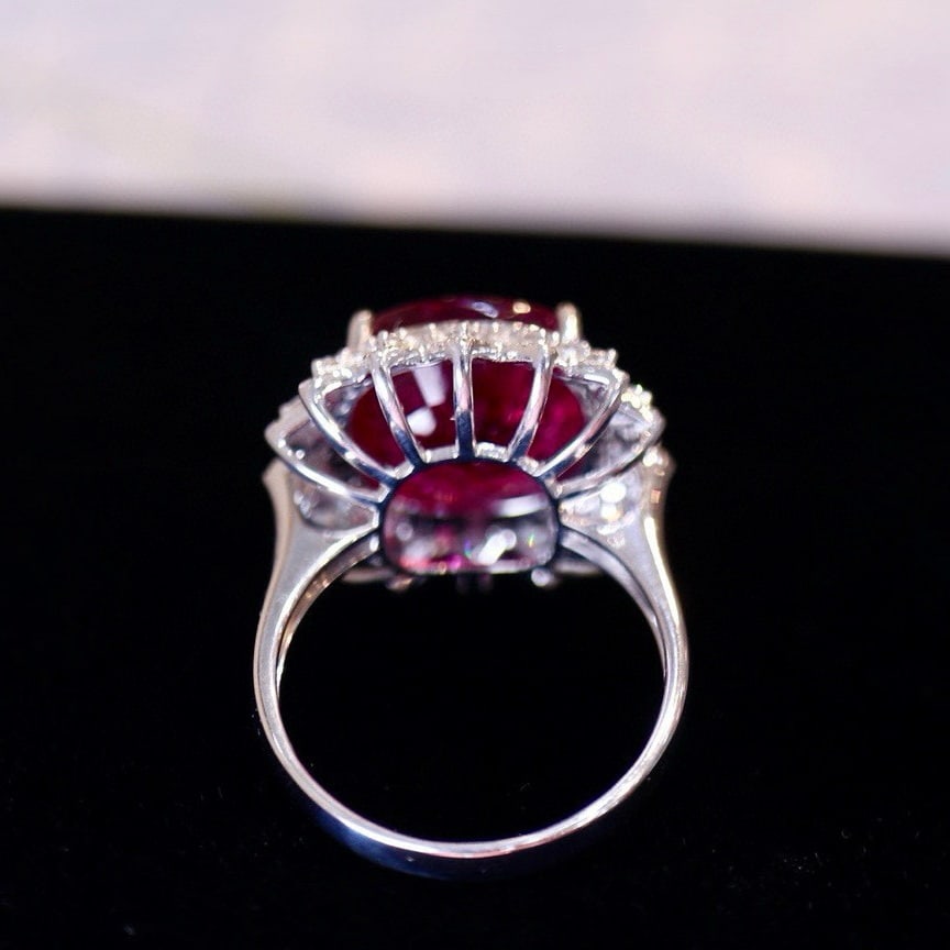 14k Gold 8.41 Ct Natural Tourmaline & Diamond Ring - 5