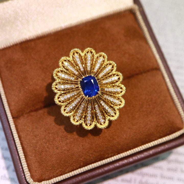 14k Gold 1.8 Ctw Natural Sapphire & Diamond Ring - 5