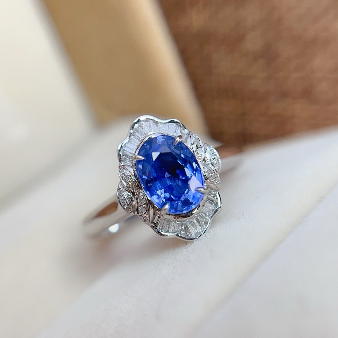 14k Gold 1.20 Ct Natural Sapphire & Diamond Ring (1 of 7)