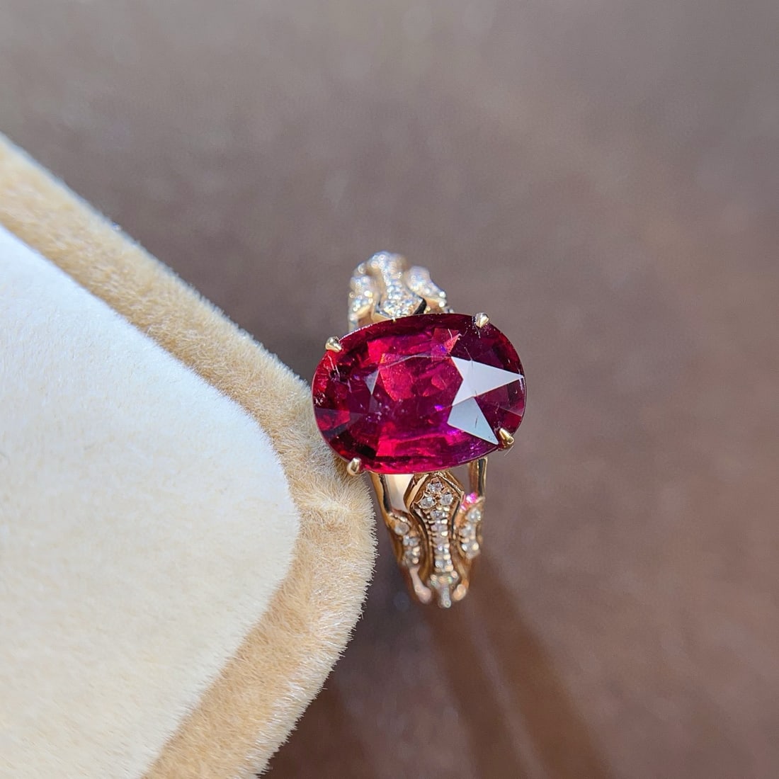 14k Gold 2.50 Ct Natural Tourmaline & Diamond Ring - 3