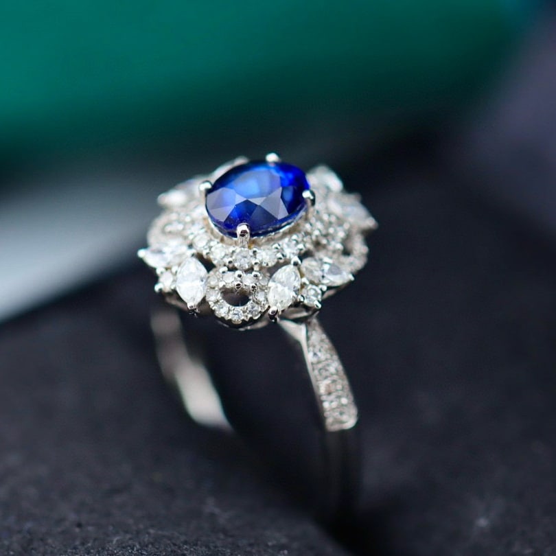 14k Gold 1.83 Ctw Natural Sapphire & Diamond Ring - 3