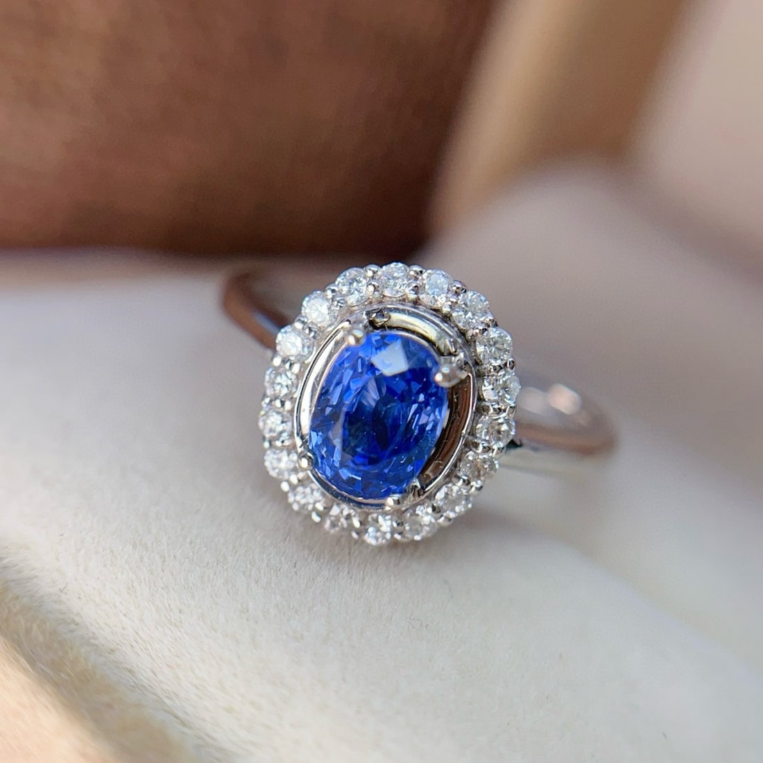 14k Gold 1.10 Ct Natural Sapphire & Diamond Ring - 4