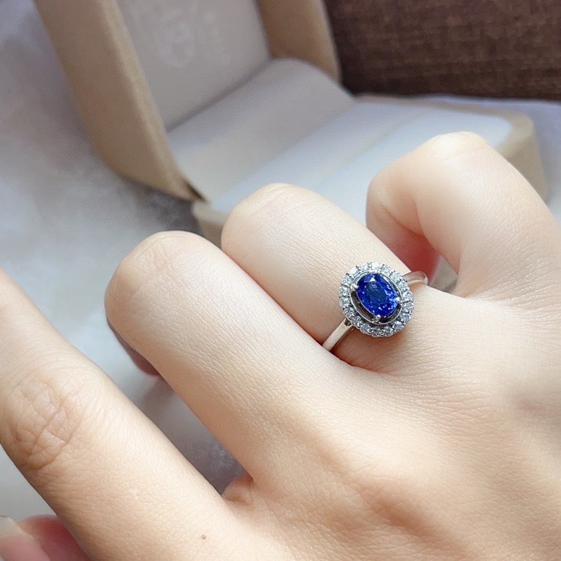 14k Gold 1.10 Ct Natural Sapphire & Diamond Ring - 6