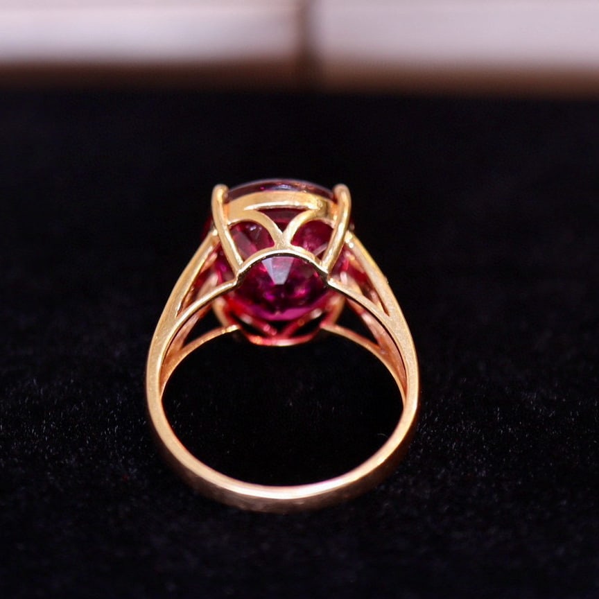 14k Gold 7.63 Ct Natural Tourmaline & Diamond Ring - 5