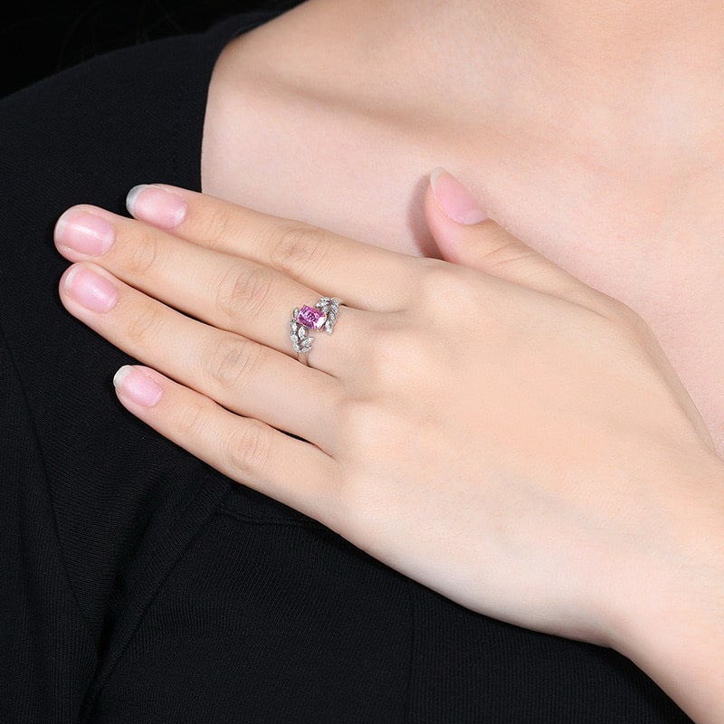 14k Gold 0.85 Ctw Natural Padparadscha Sapphire & Diamond Ring - 7