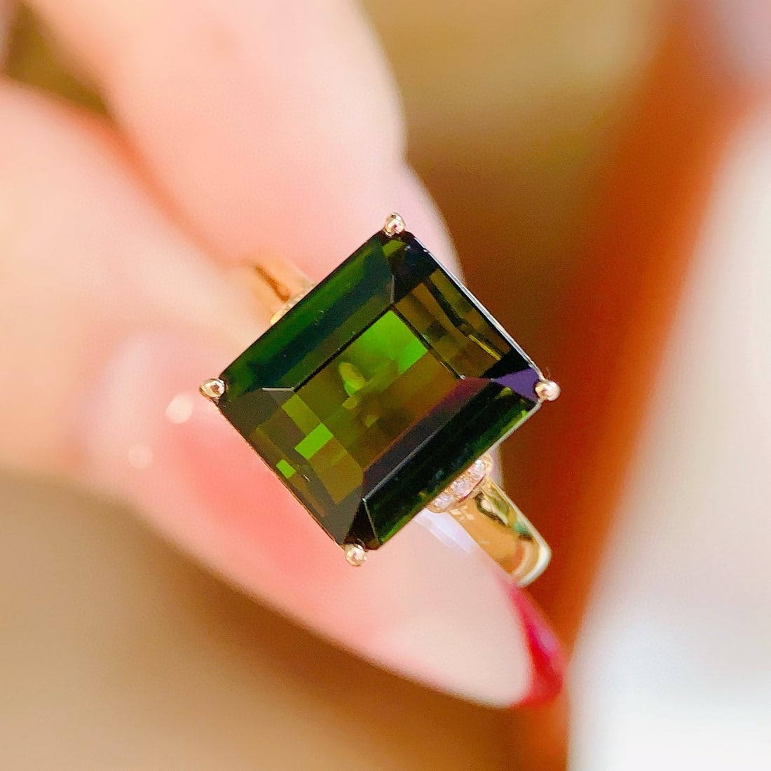 14k Gold 6.72 Ctw Natural Tourmaline & Diamond Ring - 2