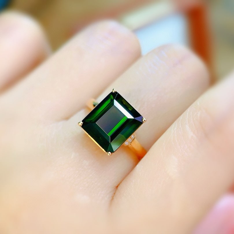 14k Gold 6.72 Ctw Natural Tourmaline & Diamond Ring - 4