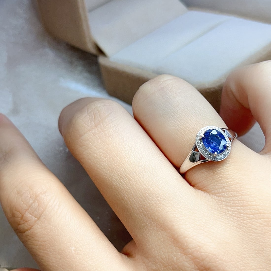 14k Gold 1.25 Ct Natural Sapphire & Diamond Ring - 4