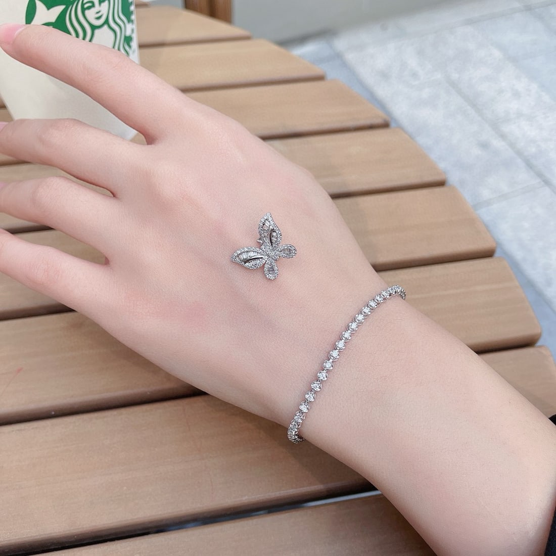 14k Gold 1.33 Ctw Natural H Diamond & Butterfly Bracelet - 5