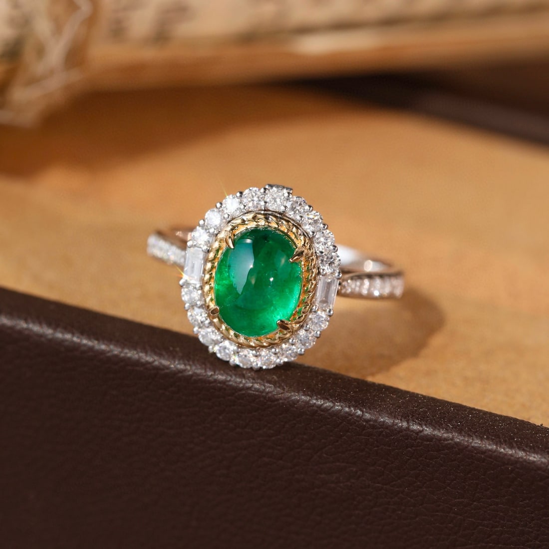 14k Gold 2.45 Ctw Vivid Green Natural Emerald & Diamond Ring/pendant( Without Chain ) (1 of 10)